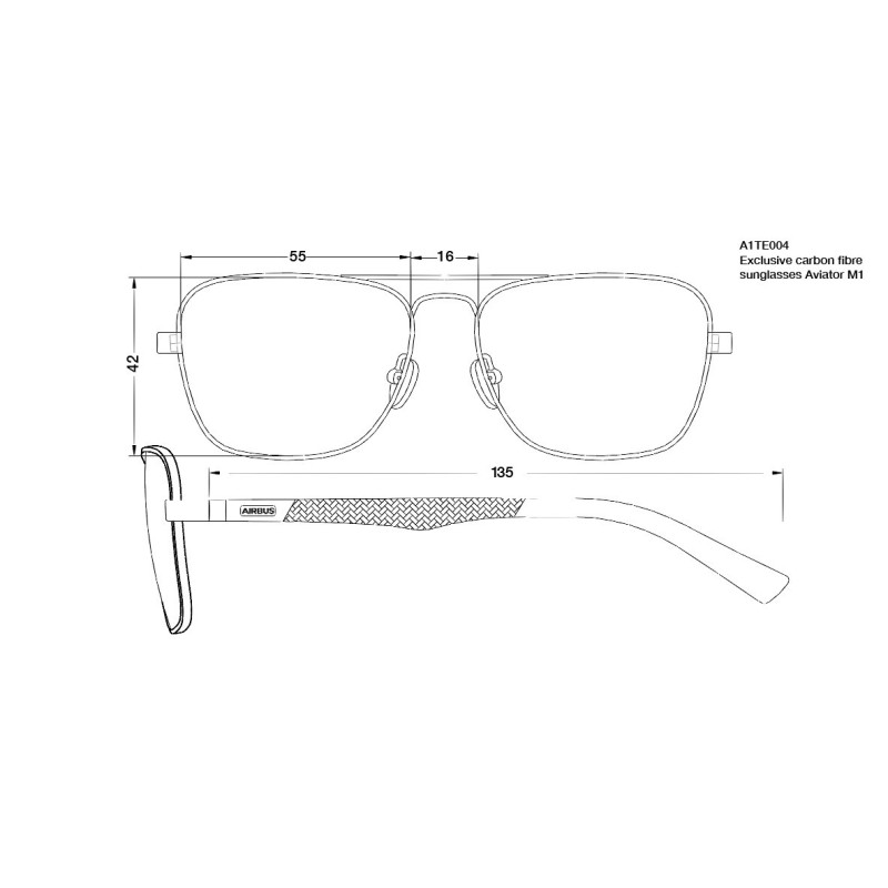 Lunettes en fibre de carbone Aviateur M1