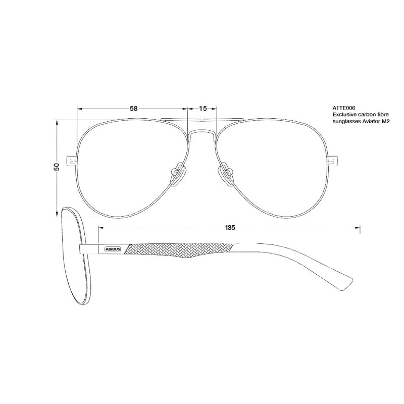 Lunettes en fibre de carbone Aviateur M2