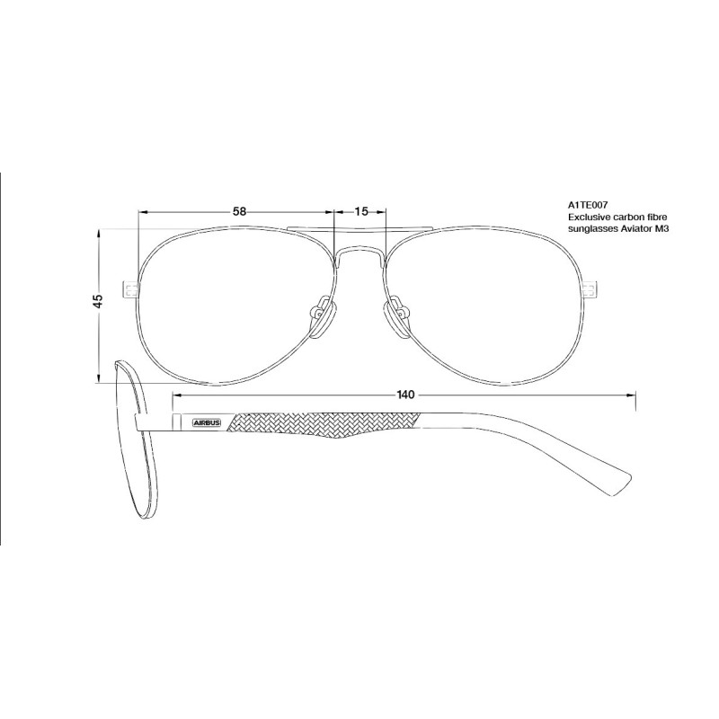 Gafas de sol en fibra de carbono Aviador M3