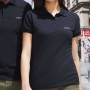 Polo azul de algodôn orgànico para mujeres