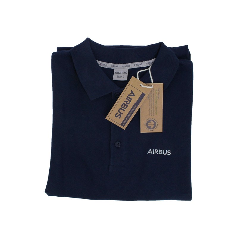 Polo azul de algodôn orgànico para mujeres