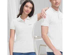 Womens white organic cotton polo shirt