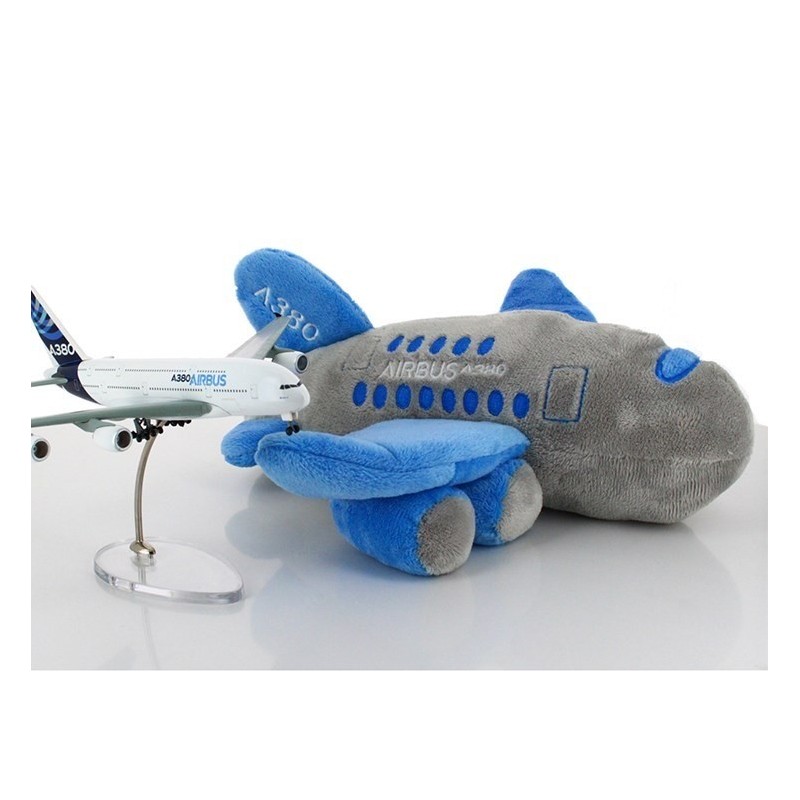 Airbus A380 plush plane blue grey Aircraft model